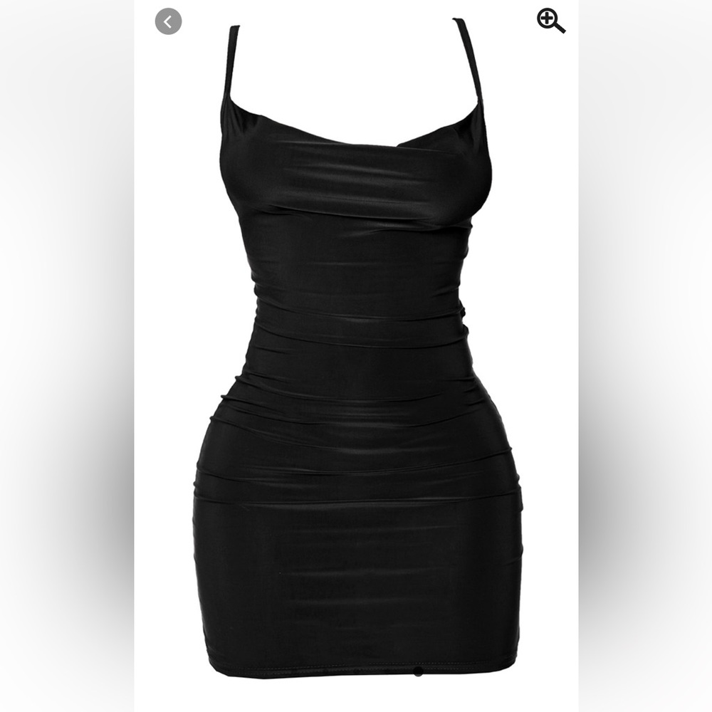 Petite Black Slinky Cowl Neck Dress